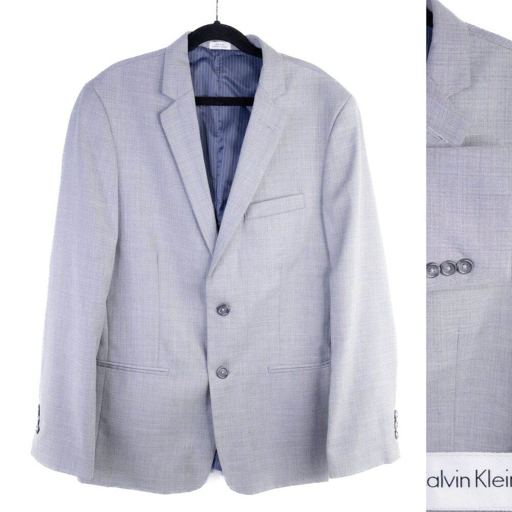 Calvin Klein mens Blazer 16R Sport Coat Gray Two Button Regular Fit